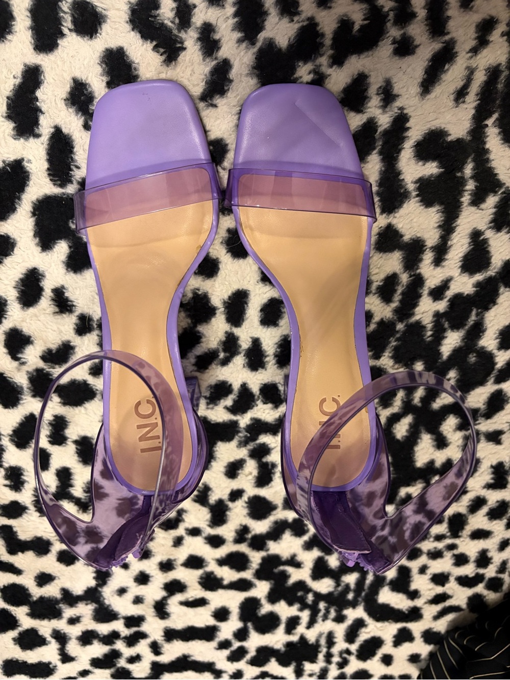 INC International Concepts Translucent Purple Block Heel Sandals - Picture 2 of 3